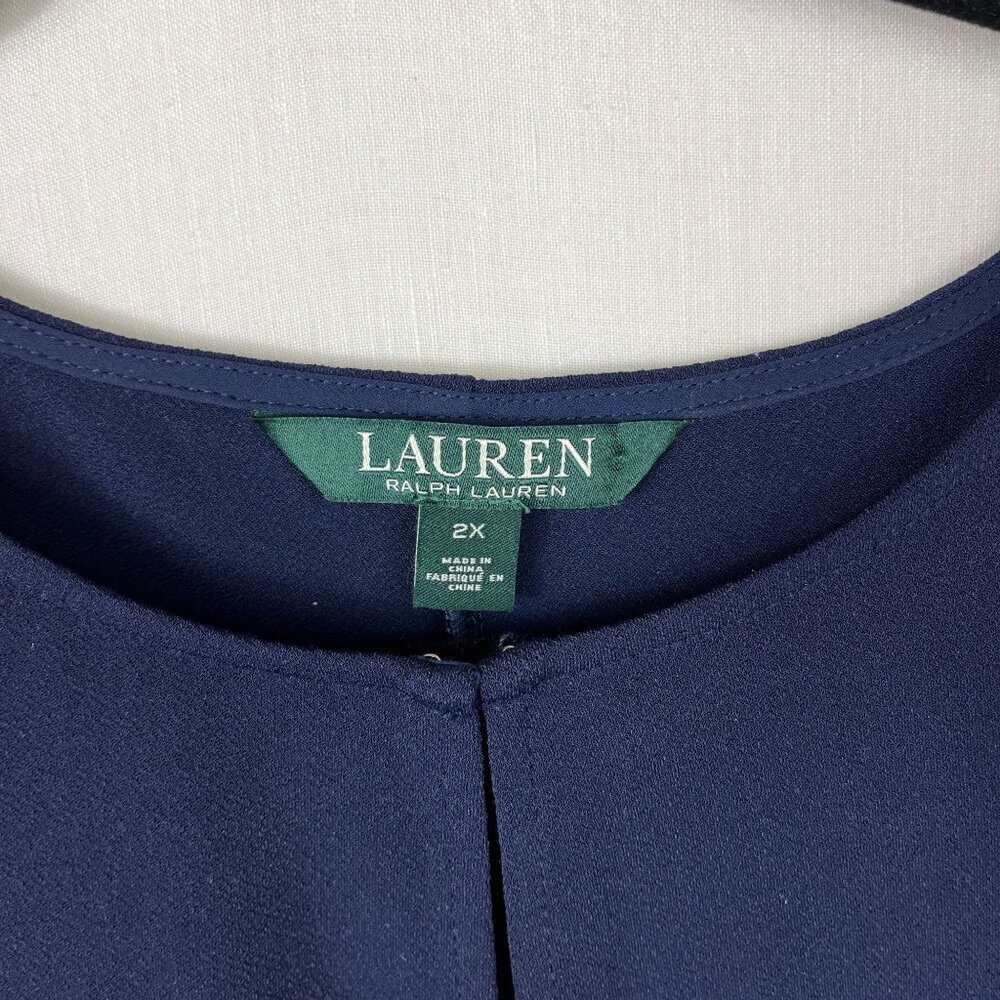 Lauren Ralph Lauren 3/4 Sleeve Tunic Blouse Women 2X Plus Sz Mature Professional - Picture 5 of 8